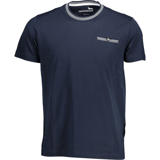 Harmont & Blaine Elegant Crew Neck Pocket Tee in Blue Harmont & Blaine