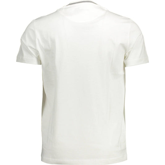 Harmont & Blaine Chic White Cotton Crew Neck Tee with Contrasting Details Harmont & Blaine