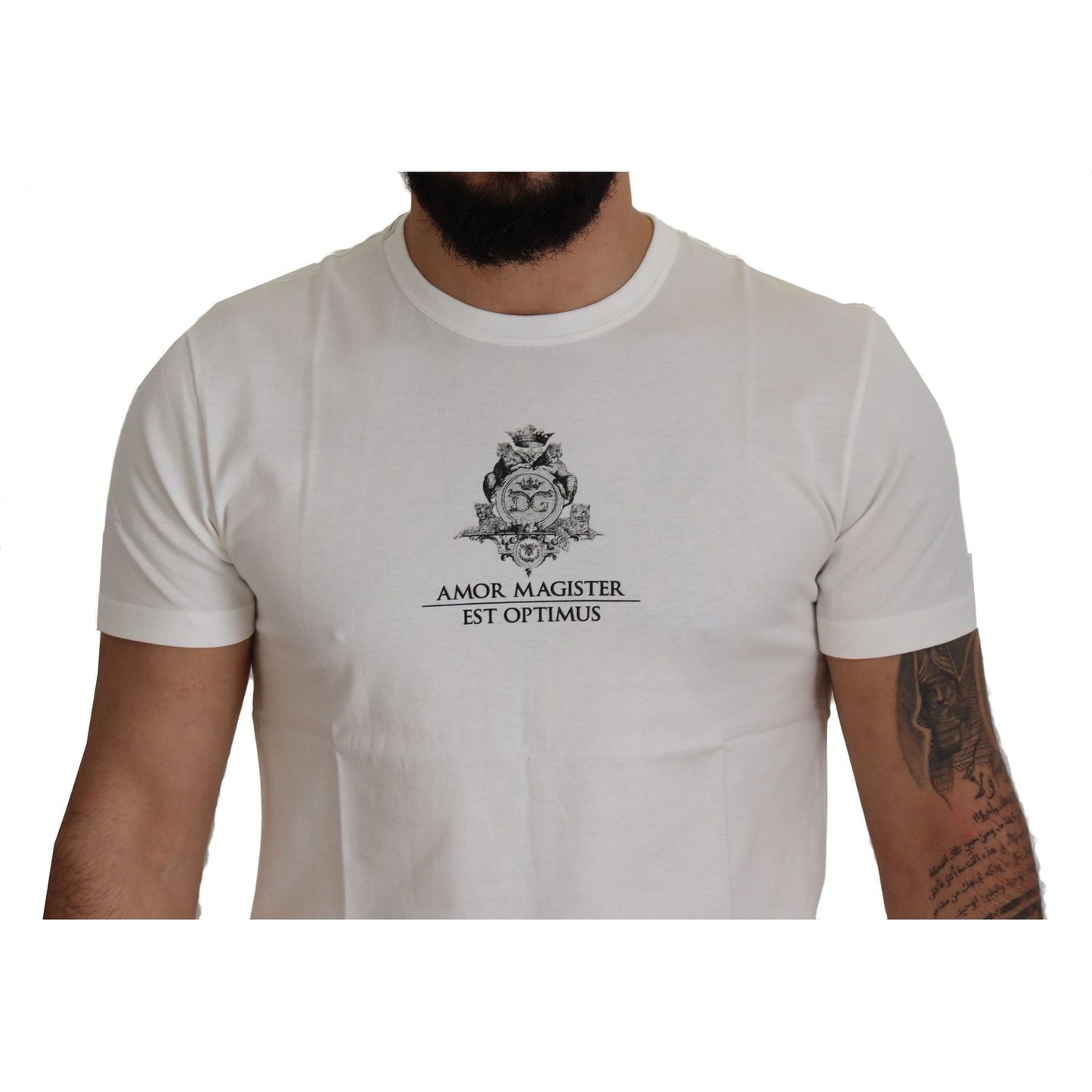 Dolce & Gabbana Chic White Logo Print Cotton Tee Dolce & Gabbana