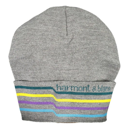 Harmont & Blaine Elegant Gray Wool Blend Cap with Embroidery Harmont & Blaine