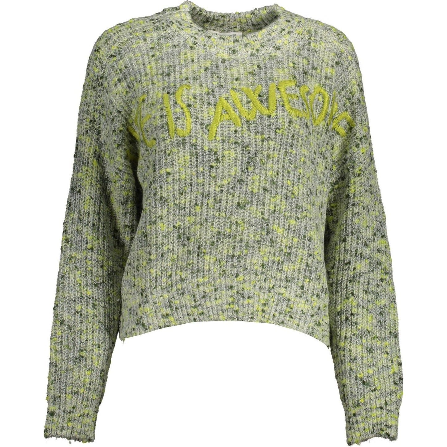 Desigual Green Embroidered Sweater with Contrasting Accents Desigual