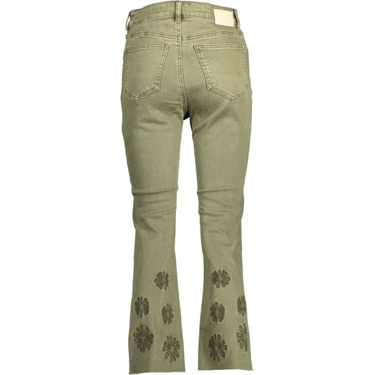 Desigual Embroidered Contrast Stitch Green Jeans Desigual