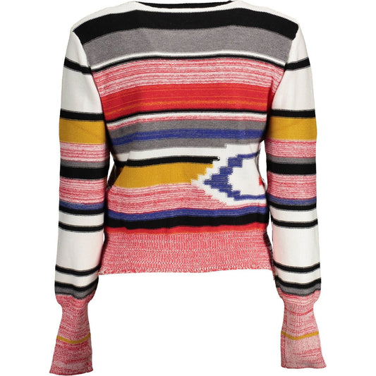 Desigual Chic Pink Round Neck Sweater with Contrasting Detail Desigual