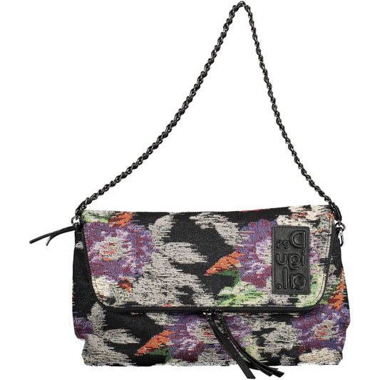 Desigual Chic Black Cotton Handbag with Contrasting Details Desigual