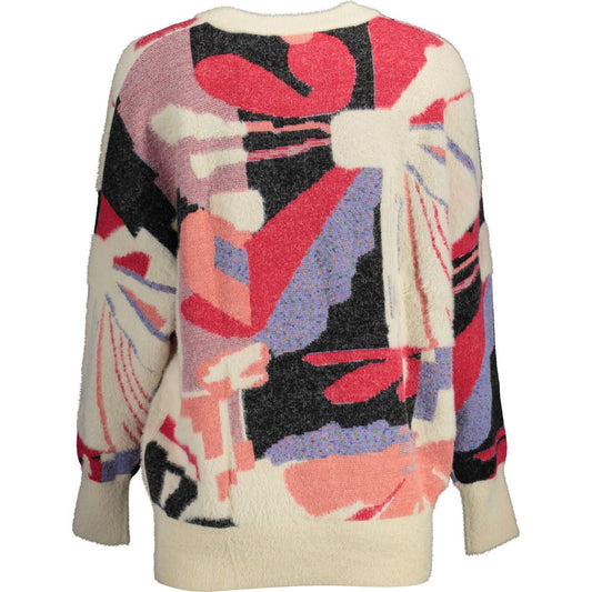 Desigual Chic White Contrasting Detail Sweater Desigual