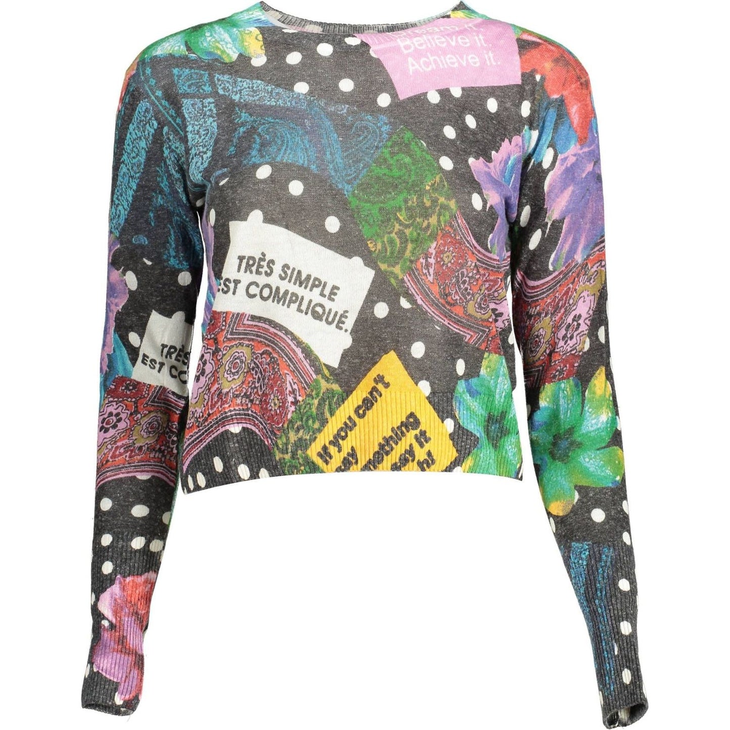 Desigual Chic Long-Sleeved Contrasting Sweater Desigual