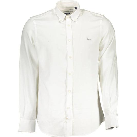 Harmont & Blaine Elegant White Cotton Shirt with Contrasting Cuffs Harmont & Blaine