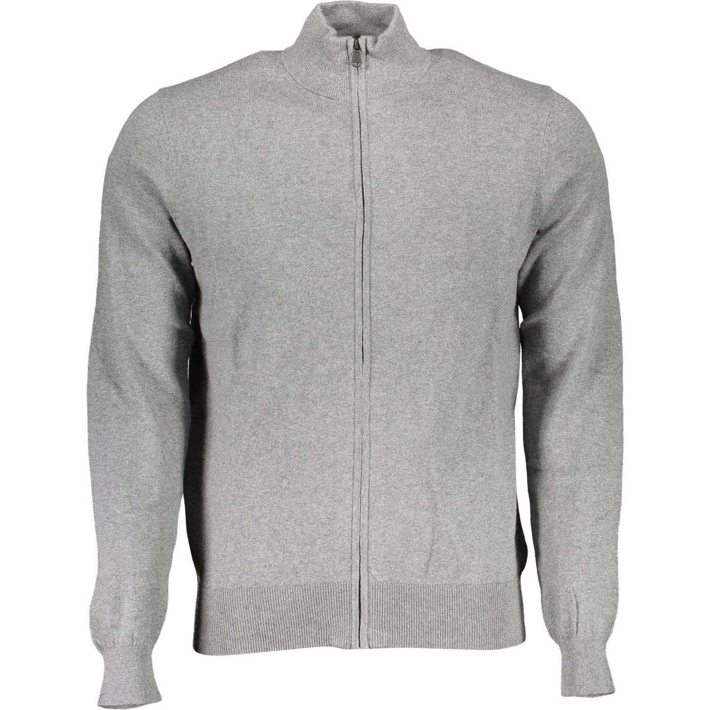 North Sails Sleek Gray Zip-Up Cardigan with Embroidered Logo North Sails