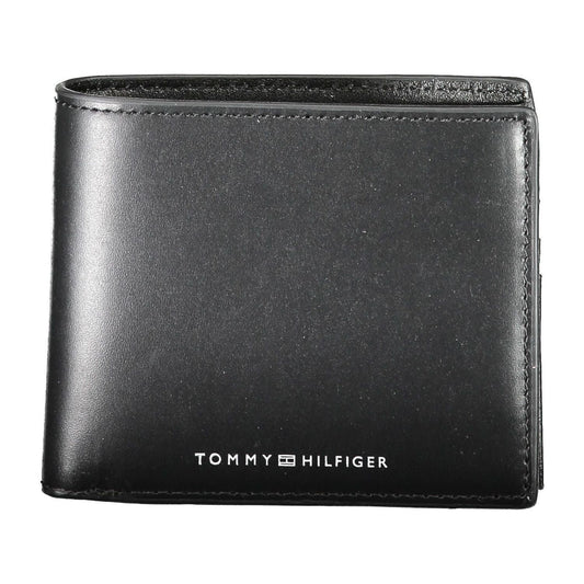 Tommy Hilfiger Elegant Black Leather Dual-Compartment Men's Wallet Tommy Hilfiger