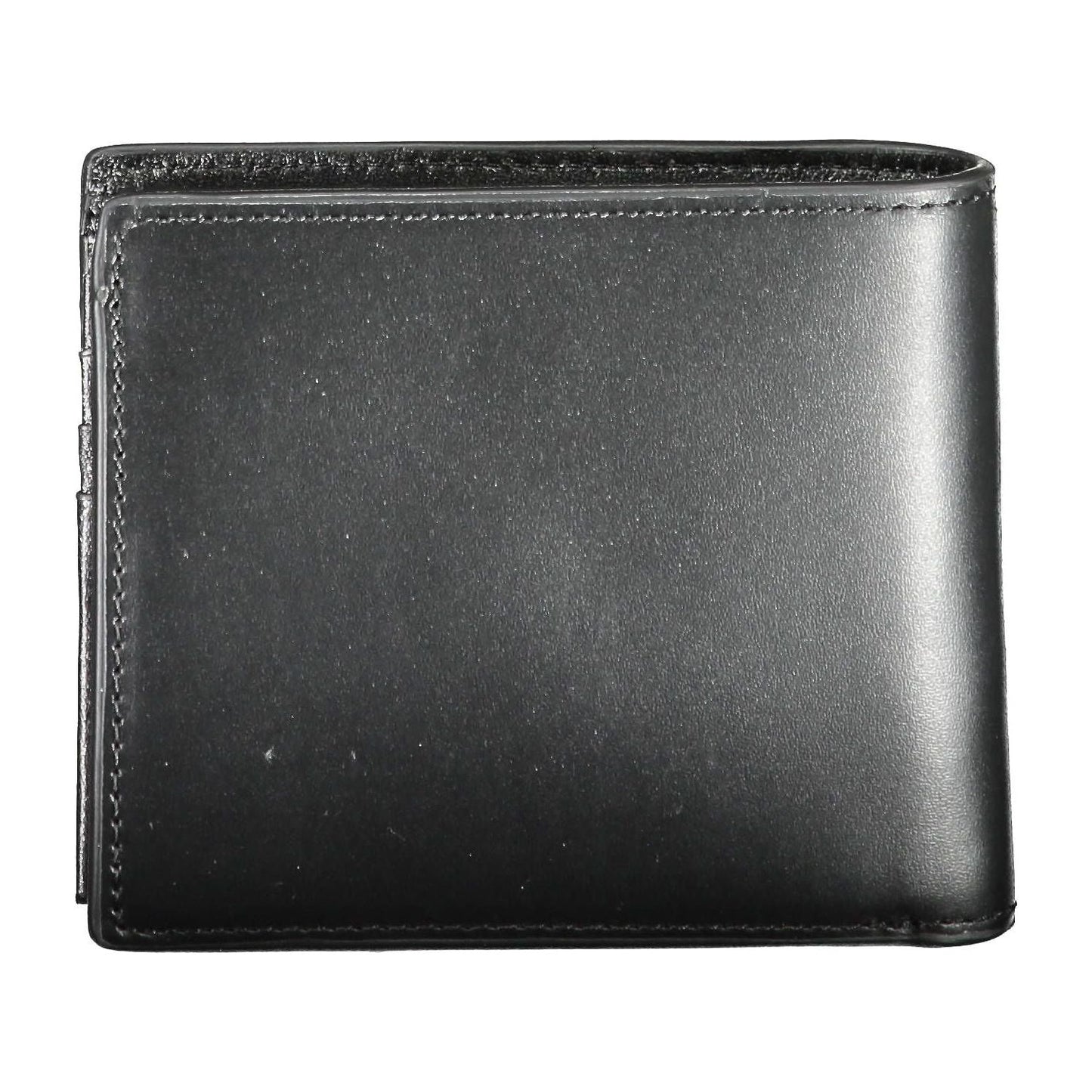 Tommy Hilfiger Elegant Black Leather Dual-Compartment Men's Wallet Tommy Hilfiger