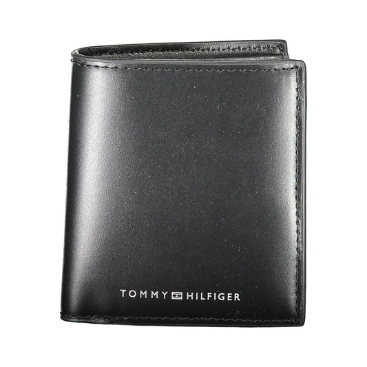 Tommy Hilfiger Sleek Black Leather Wallet with Coin Purse Tommy Hilfiger