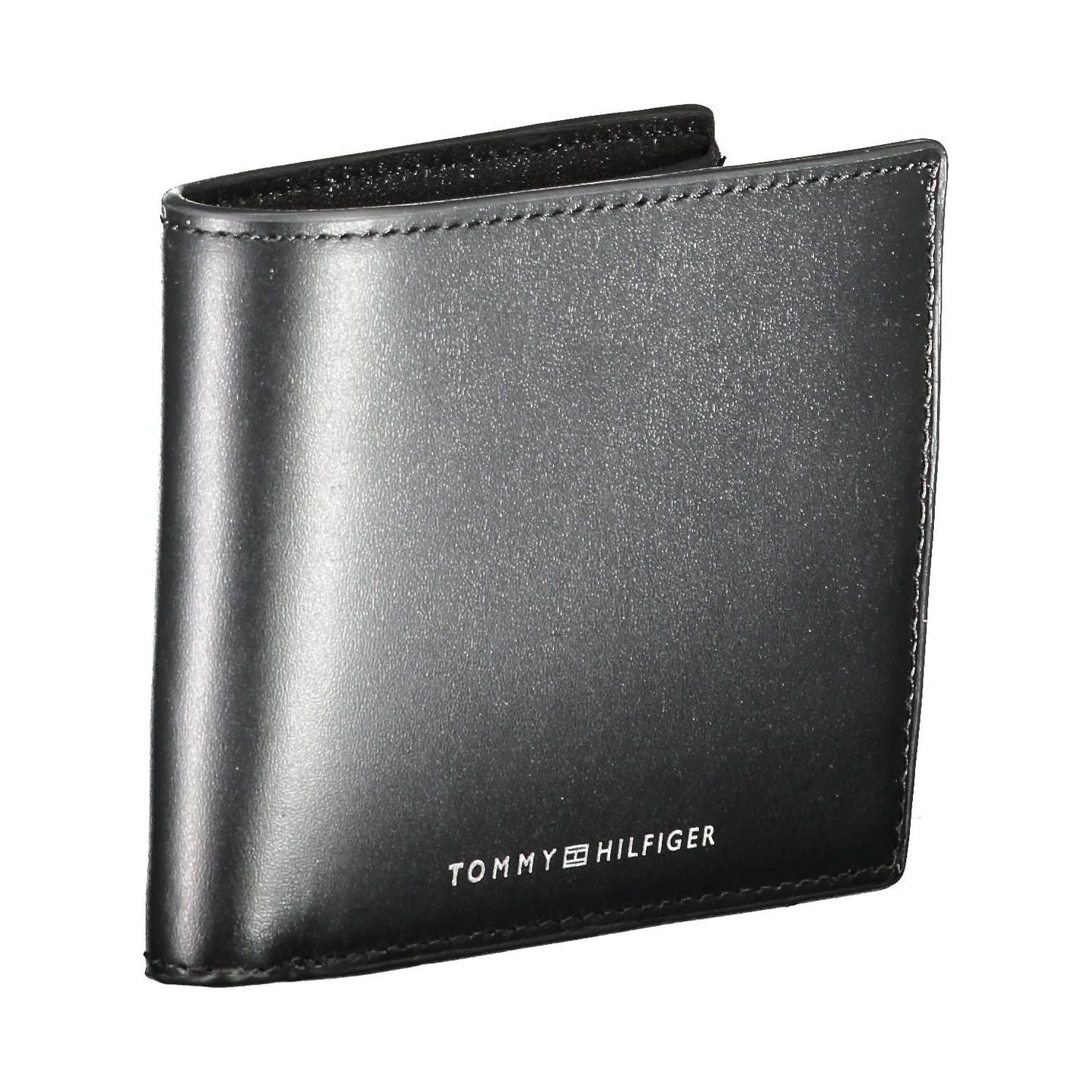 Tommy Hilfiger Elegant Black Leather Dual-Compartment Men's Wallet Tommy Hilfiger