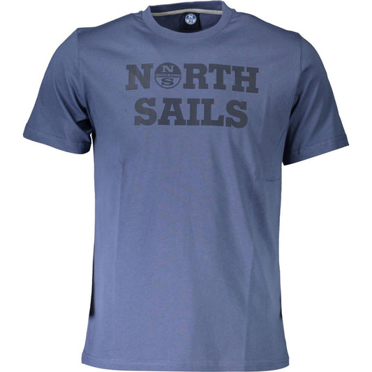 North Sails Blue Cotton Crew Neck Tee with Print North Sails