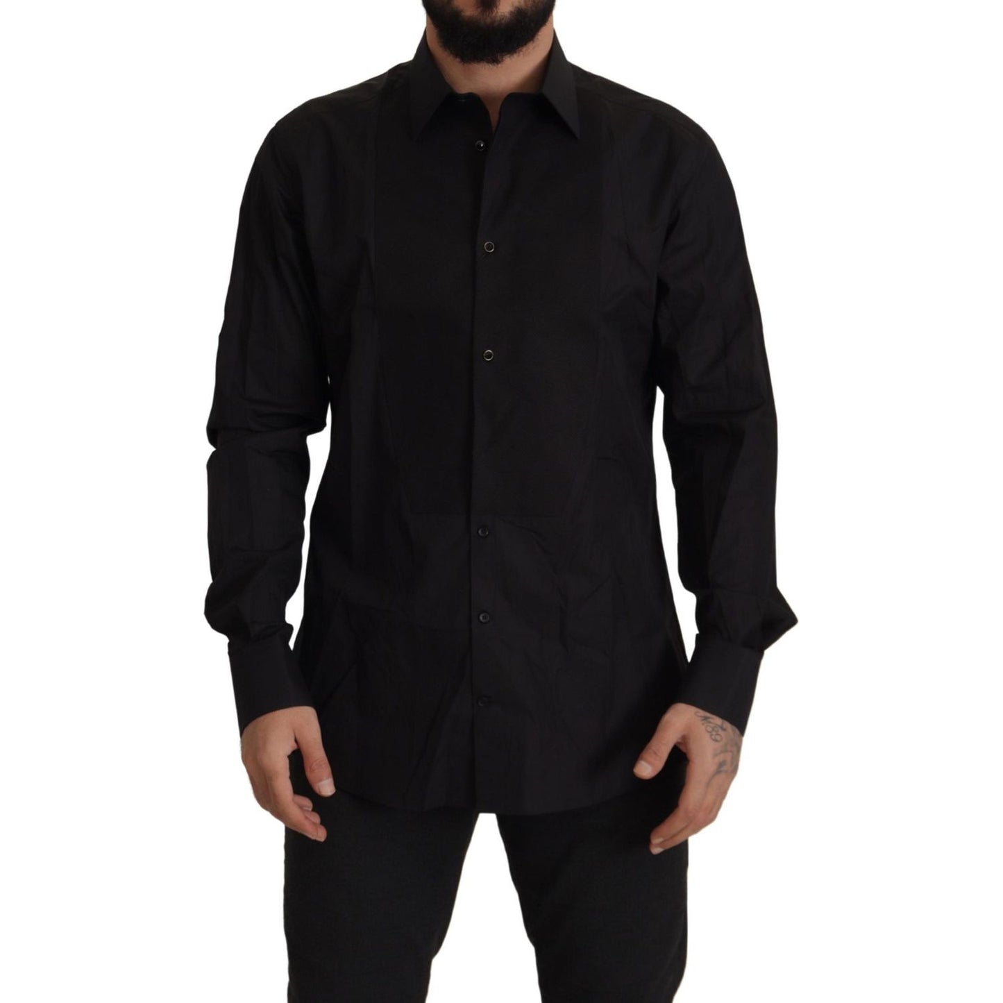 Dolce & Gabbana Sleek Black Tuxedo Dress Shirt - Slim Fit Dolce & Gabbana