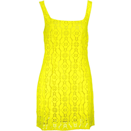 Desigual Chic Yellow Square Neck Sleeveless Dress Desigual