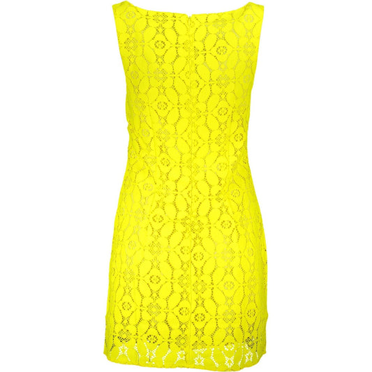 Desigual Chic Yellow Square Neck Sleeveless Dress Desigual