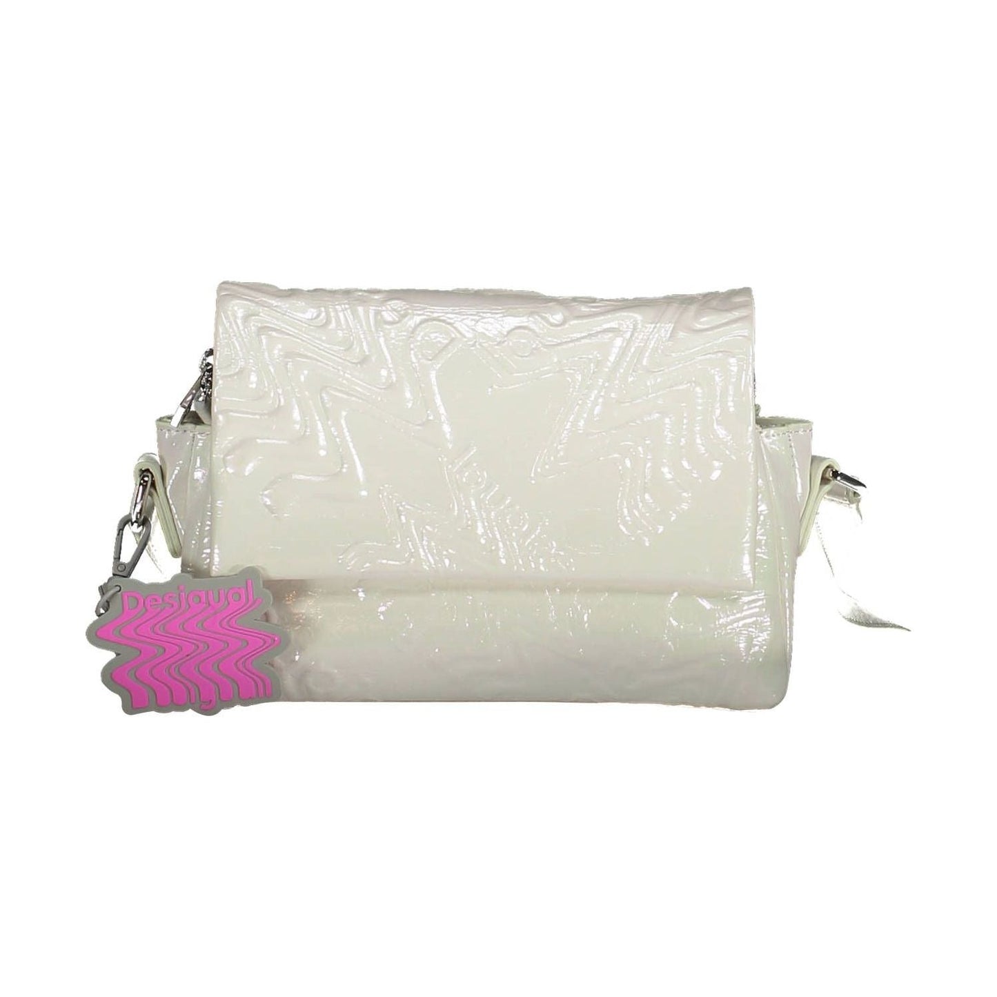 Desigual Iridescent Adjustable Shoulder Bag in White Desigual