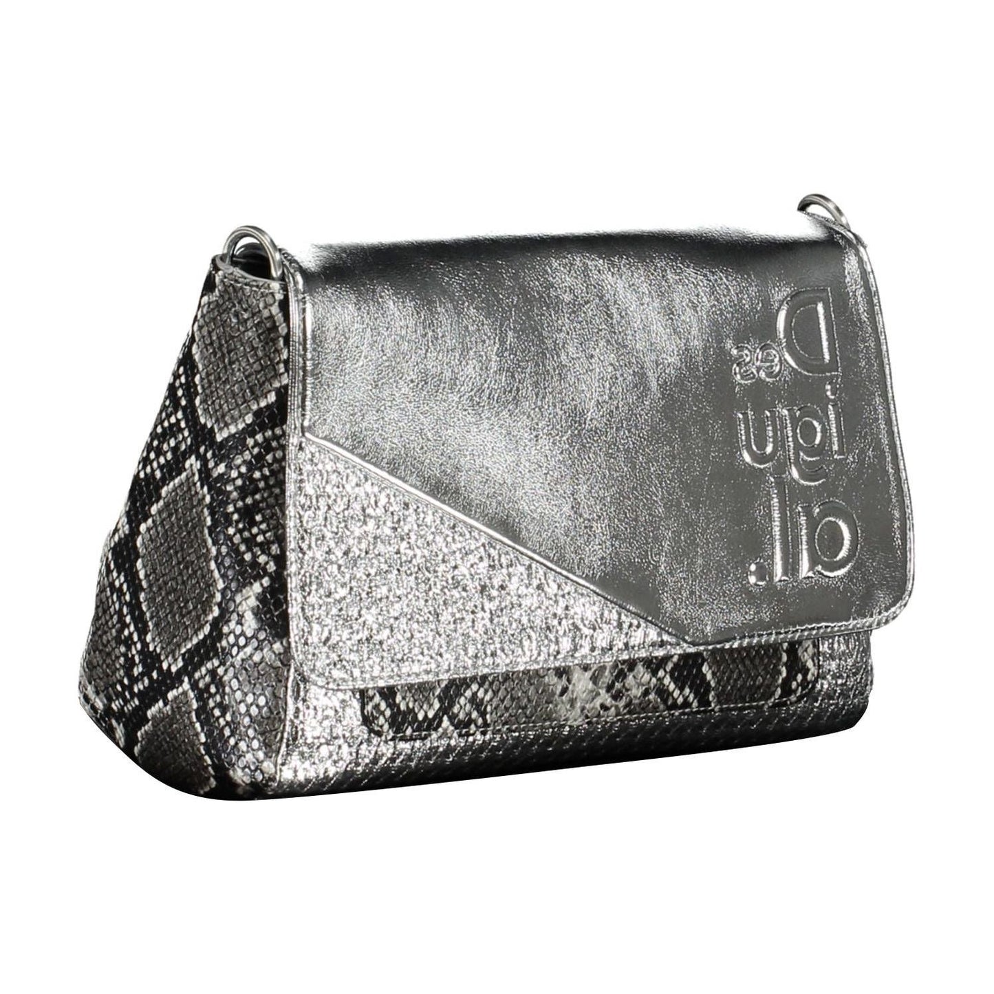 Desigual Elegant Silver Polyurethane Handbag Desigual