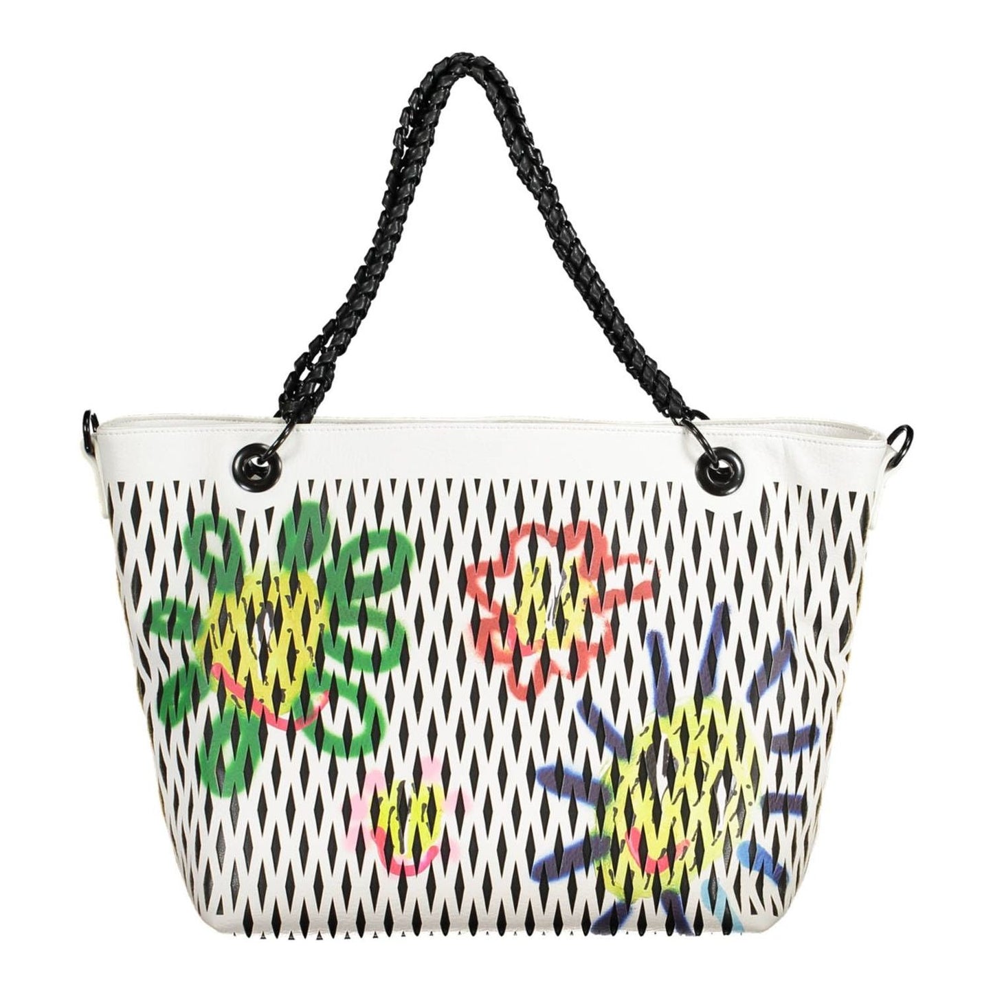 Desigual Chic White Chain-Handle Shoulder Bag Desigual