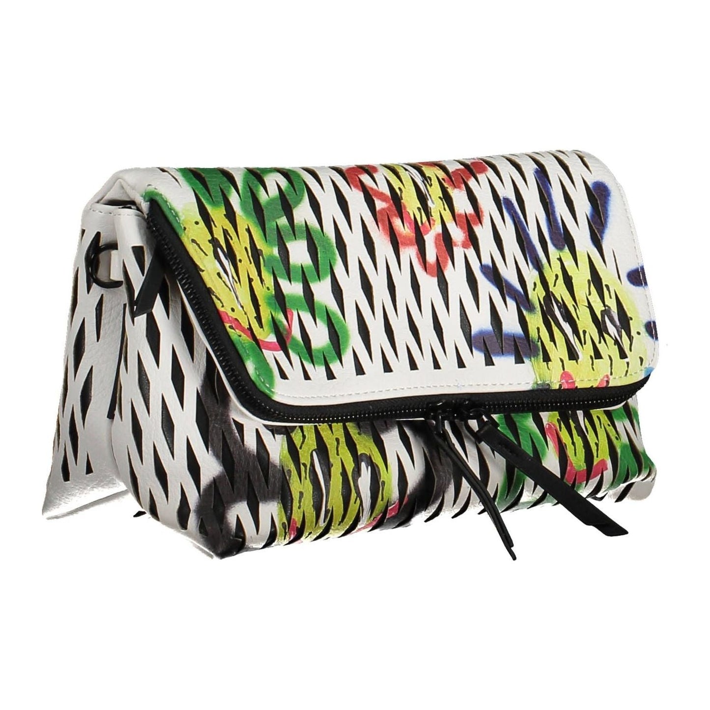 Desigual Chic White Contrasting Details Handbag Desigual