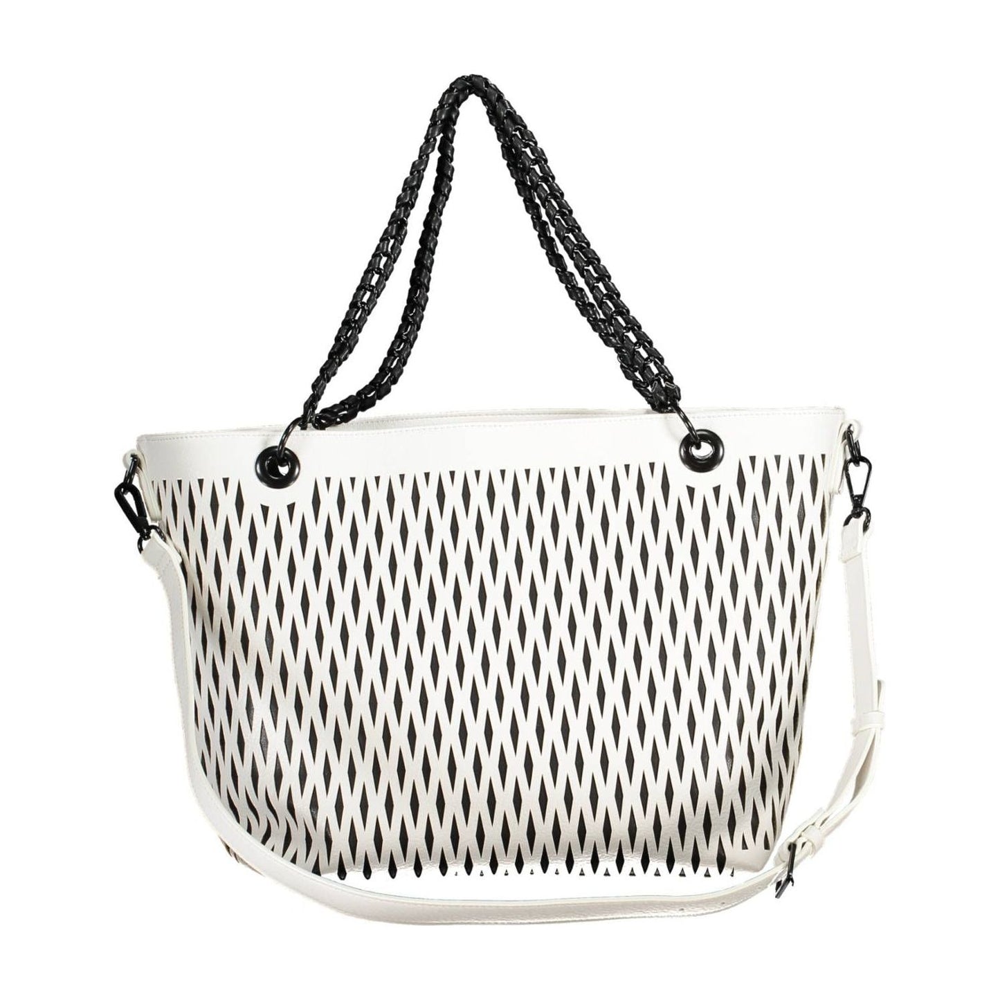 Desigual Chic White Chain-Handle Shoulder Bag Desigual