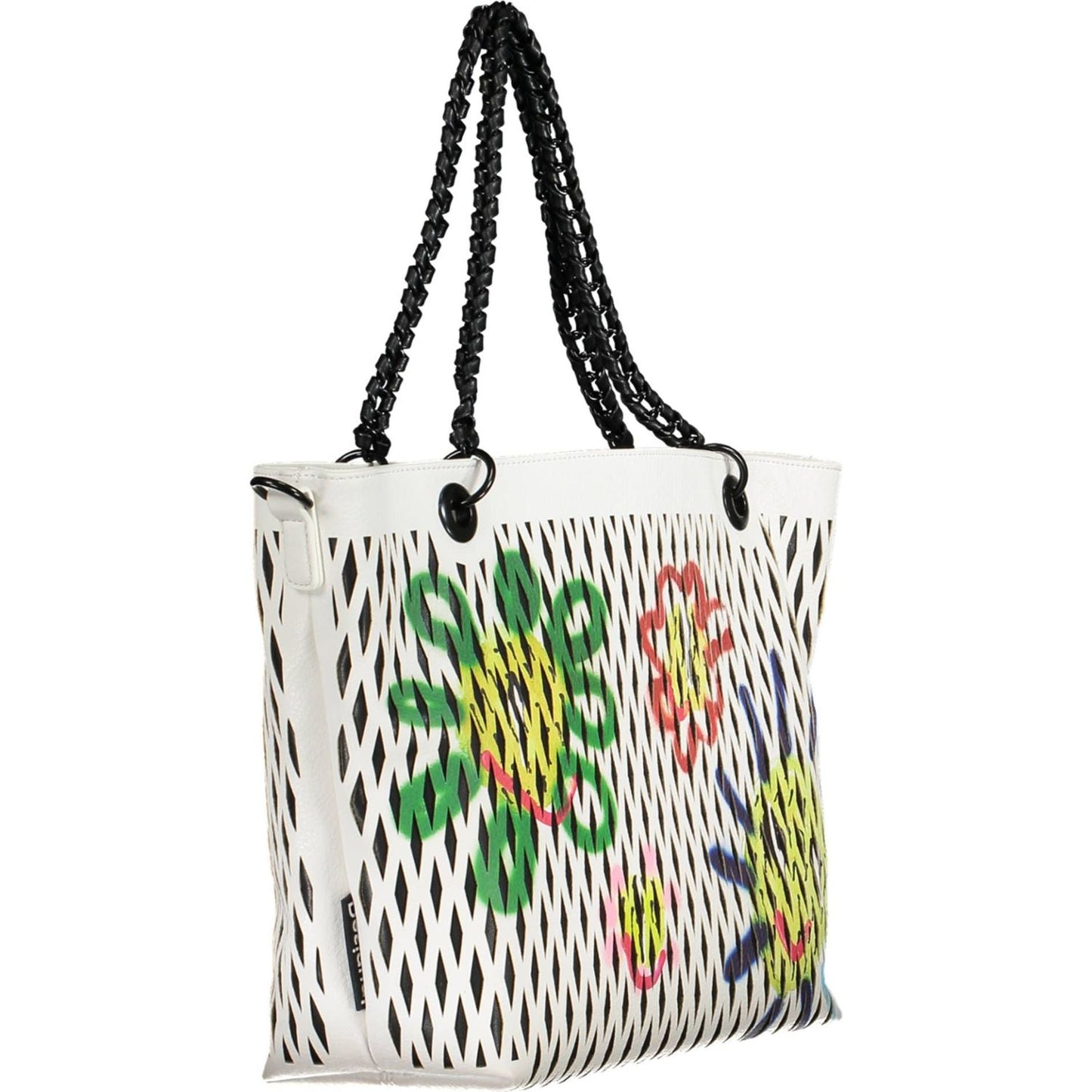 Desigual Chic White Chain-Handle Shoulder Bag Desigual