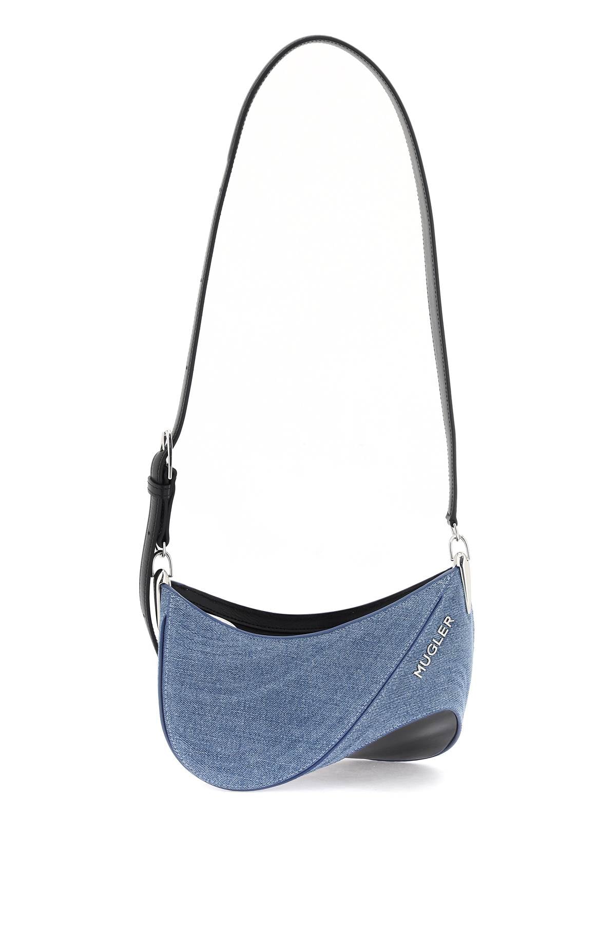 Mugler small denim spiral curve 01 shoulder bag