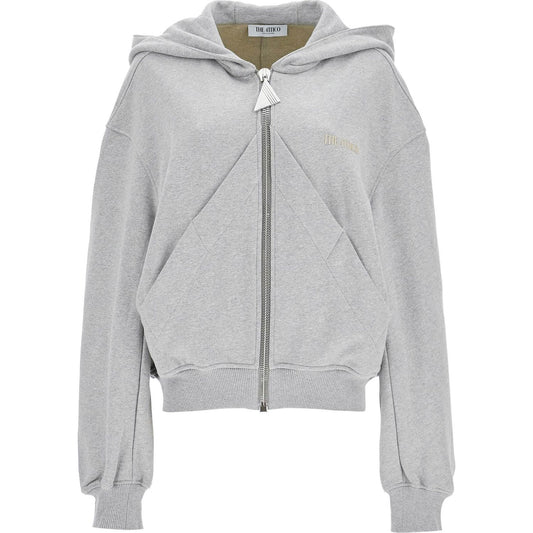 The Attico gray/beige melange loose hoodie with zip Topwear The Attico