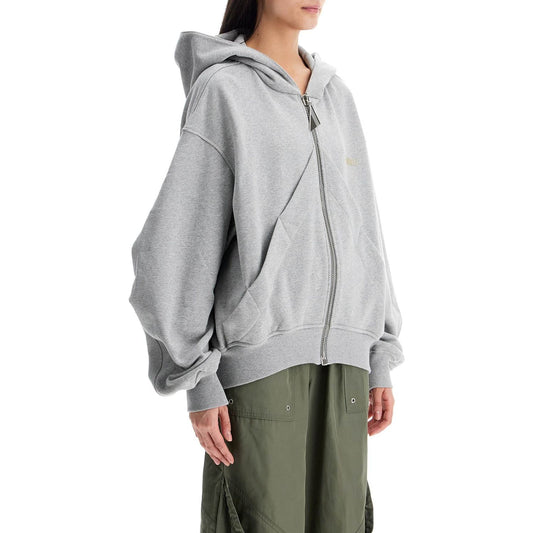 The Attico gray/beige melange loose hoodie with zip Topwear The Attico