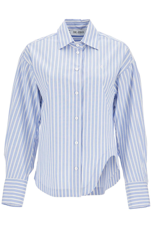 The Attico blue and white striped oversized cotton shirt Topwear The Attico