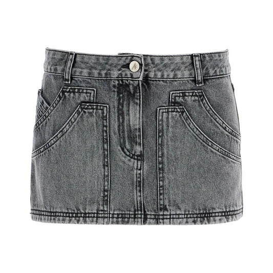 The Attico gray high-waisted slim fit denim mini skirt