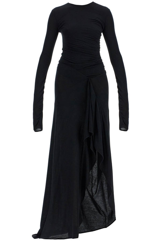 The Attico long draped jersey dress with pleats Dresses The Attico