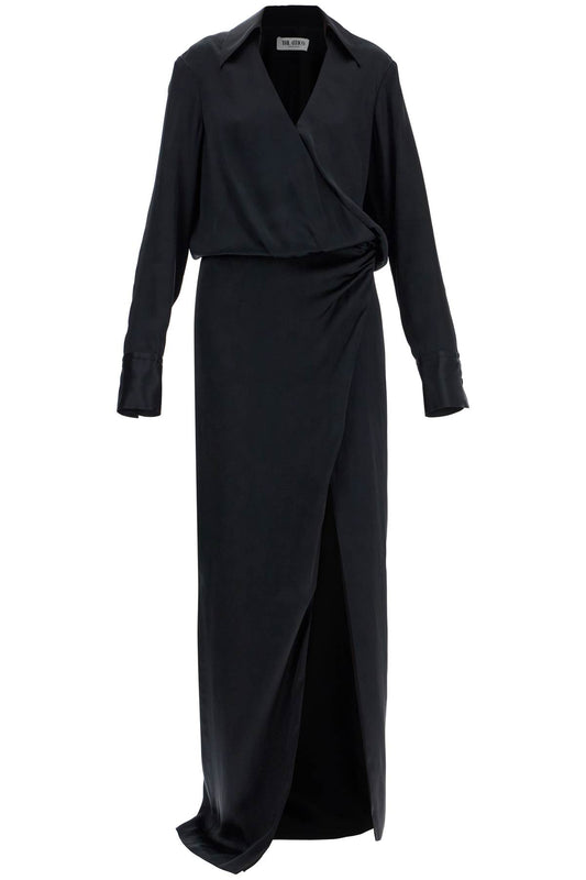 The Attico black long sleeve midi dress with side slit Dresses The Attico