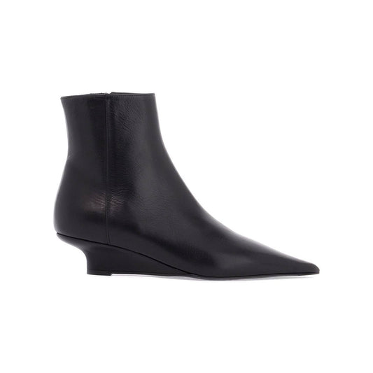 Toteme elegant and modern black leather ankle boots with zip Boots Toteme