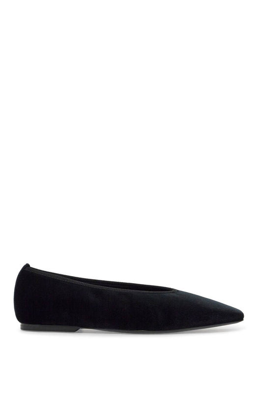 Toteme black velvet ballerinas made from recycled polyester with elastic trim Flat Shoes Toteme