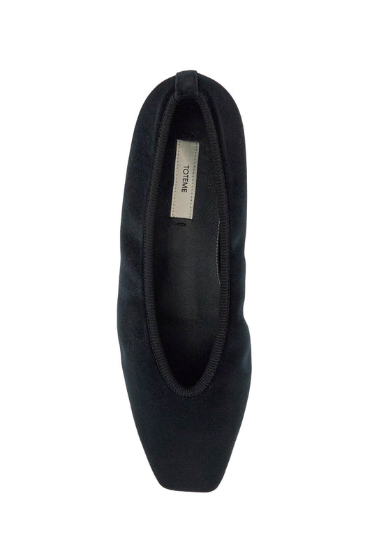 Toteme black velvet ballerinas made from recycled polyester with elastic trim Flat Shoes Toteme