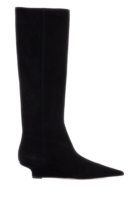 Toteme black suede knee-high boots with low heel Boots Toteme