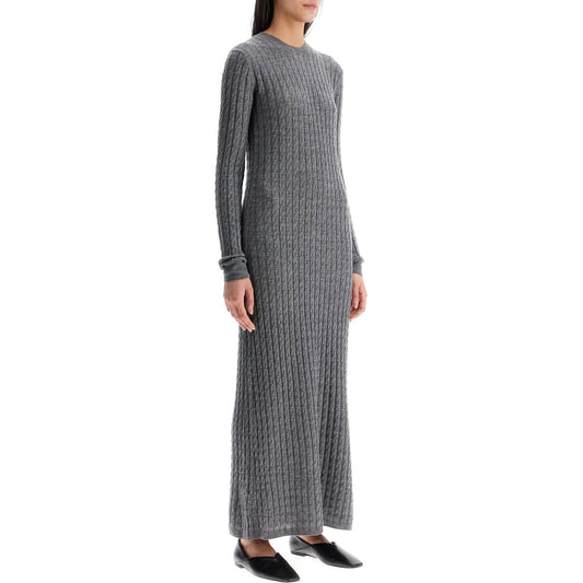 Toteme long dress in rws wool gray mélange with cable knit pattern Dresses Toteme