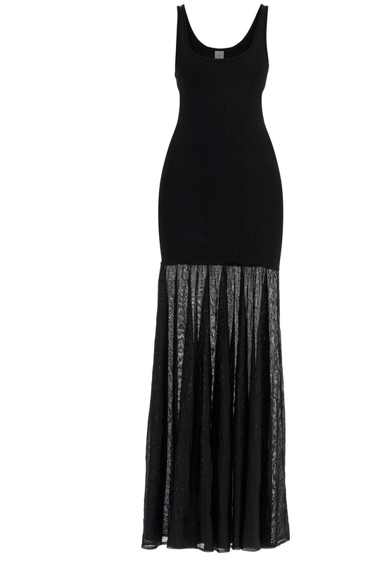 Toteme long black evening sleeveless dress with wide neckline