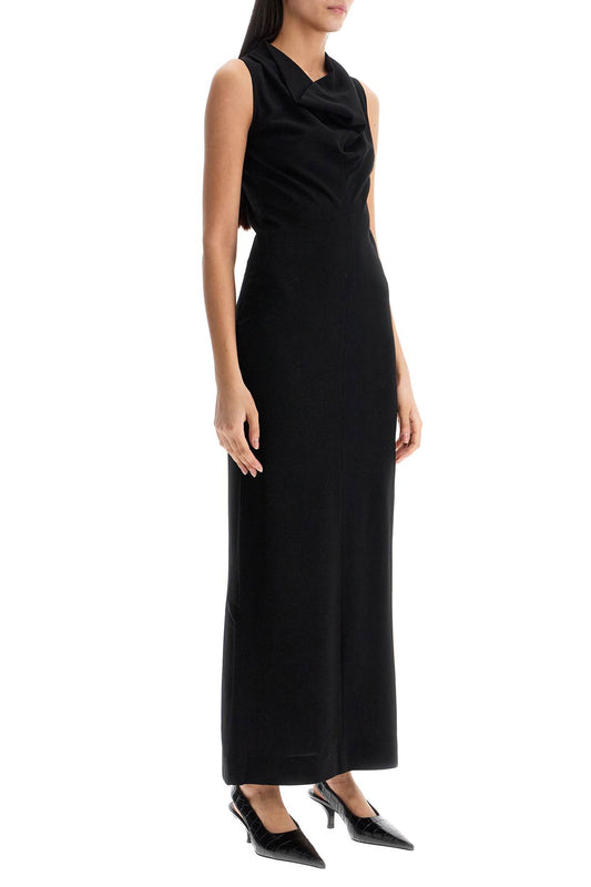 Toteme maxi dress in black wool with cowl neck sleeveless Dresses Toteme