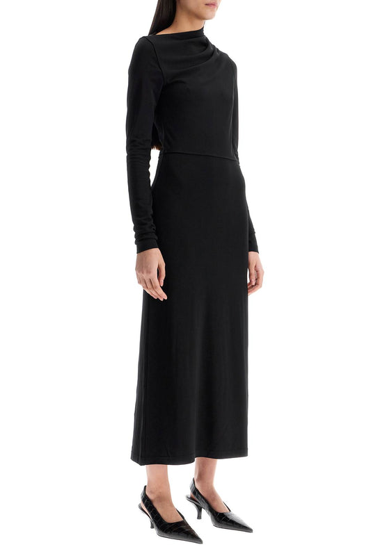 Toteme long draped dress with wide neckline in black*** long sleeve*** slim fit to ankle Dresses Toteme