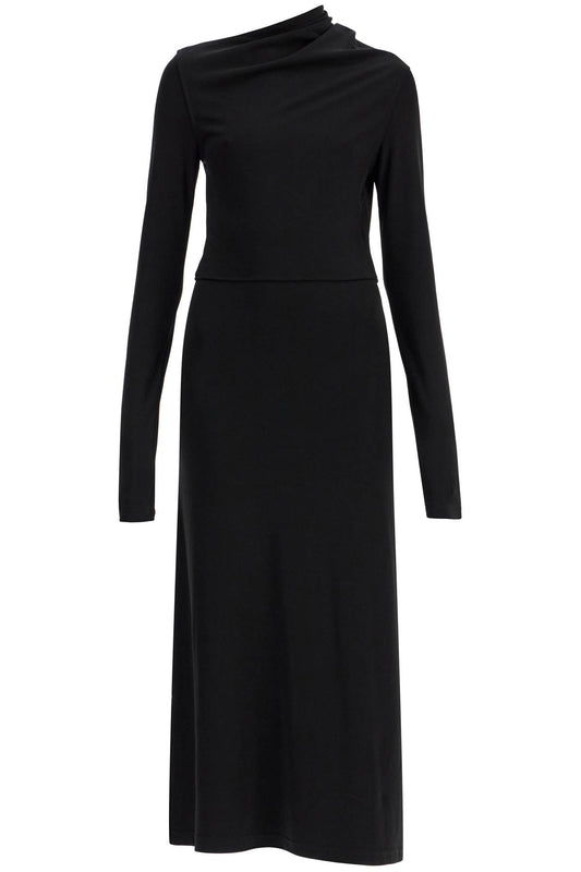 Toteme long draped dress with wide neckline in black*** long sleeve*** slim fit to ankle Dresses Toteme