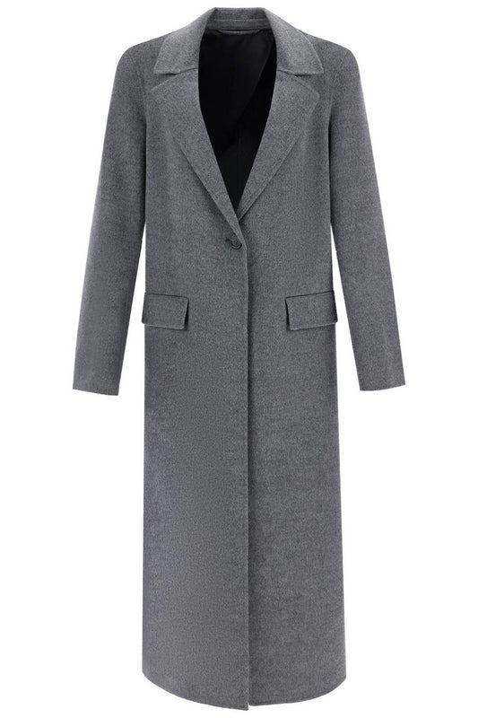 Toteme long oversized coat in melange grey wool Jackets Toteme