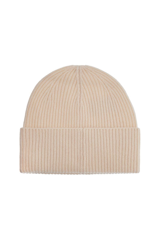 Toteme beige ribbed wool beanie with embroidered logo Scarves Hats & Gloves Toteme