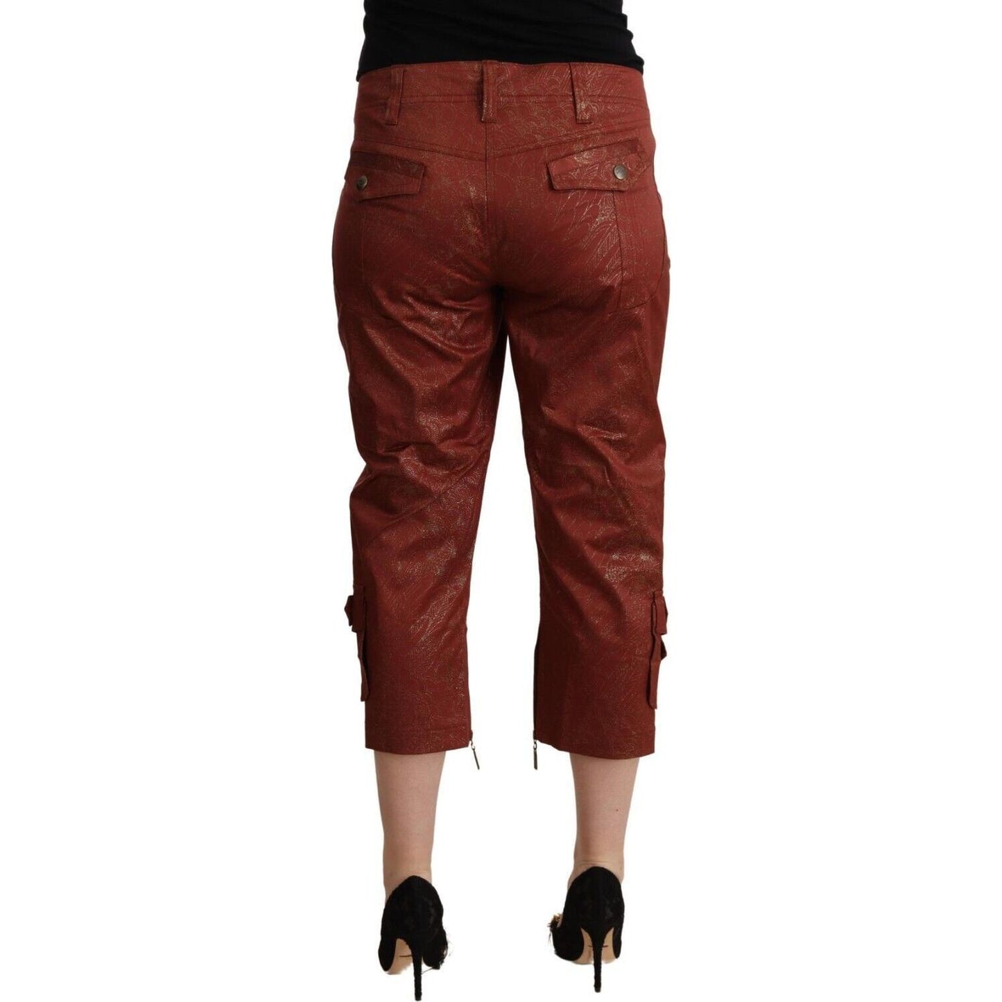 Just Cavalli Chic Brown Cropped Cotton Pants Just Cavalli