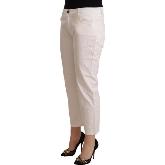 L'Autre Chose Chic White Mid Waist Skinny Cropped Jeans L'Autre Chose