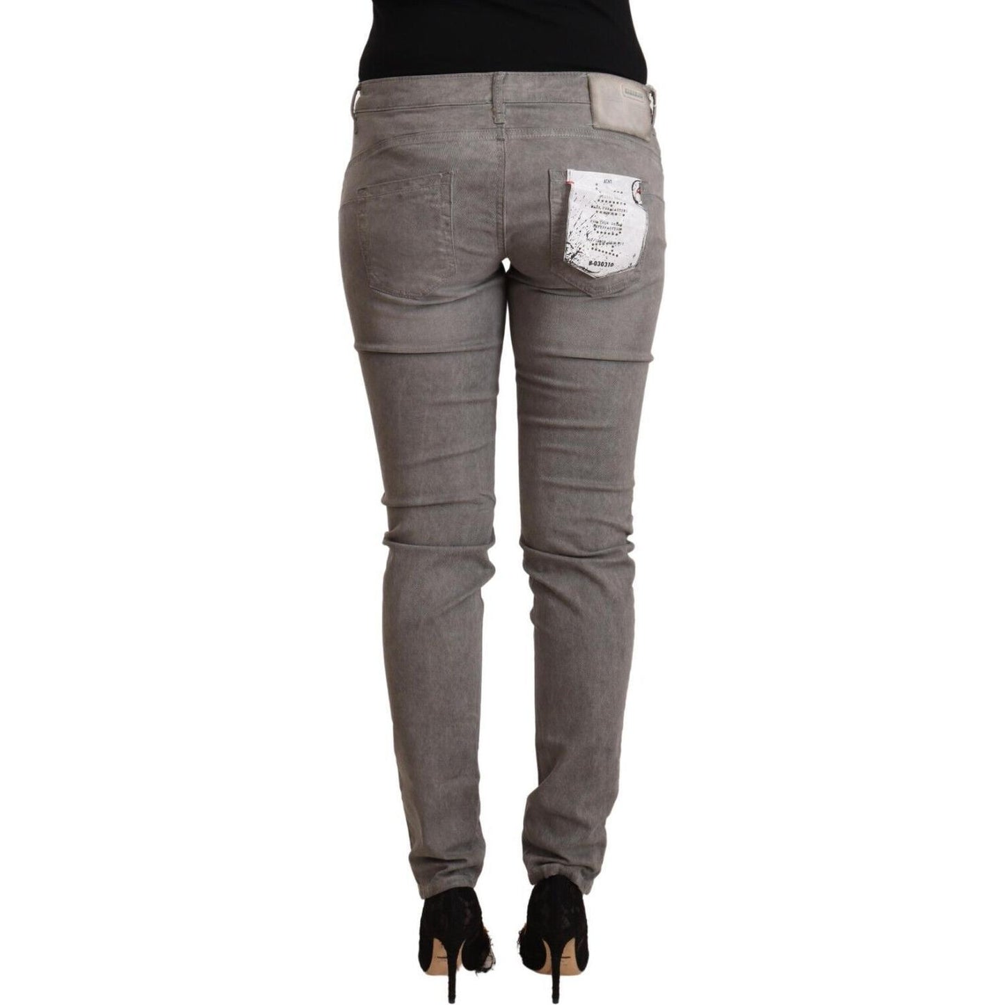 Acht Chic Gray Low Waist Skinny Cotton Jeans Acht