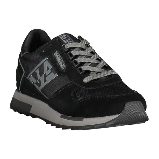 Napapijri Sleek Black Lace-Up Sneakers with Contrasting Details Napapijri