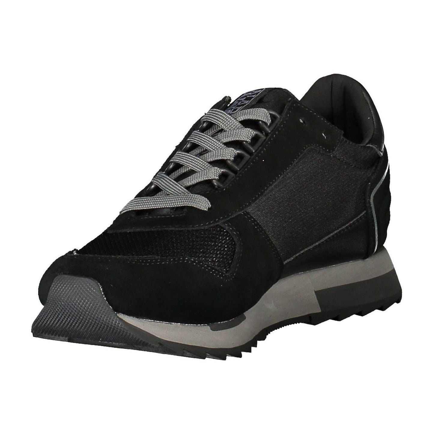 Napapijri Sleek Black Lace-Up Sneakers with Contrasting Details Napapijri