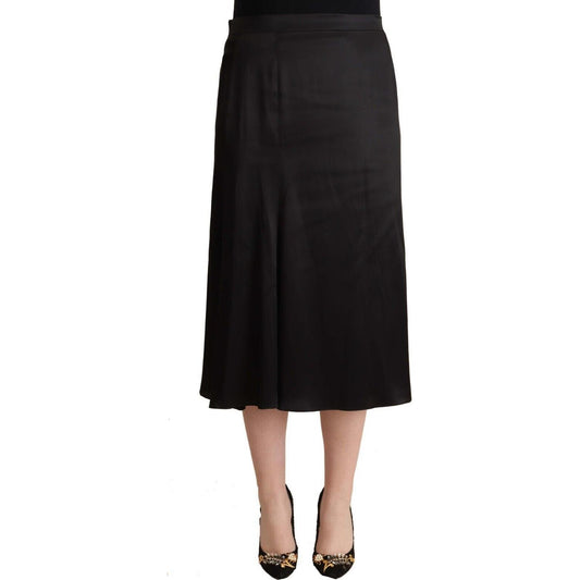 Blumarine Elegant High Waist Midi Black Skirt Blumarine